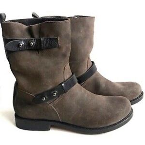 Rag & Bone Brown Calfskin Suede Moto Strap Boots